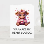 You Make My Heart Go Moo Funny Valentines Day Karte (Vorderseite)