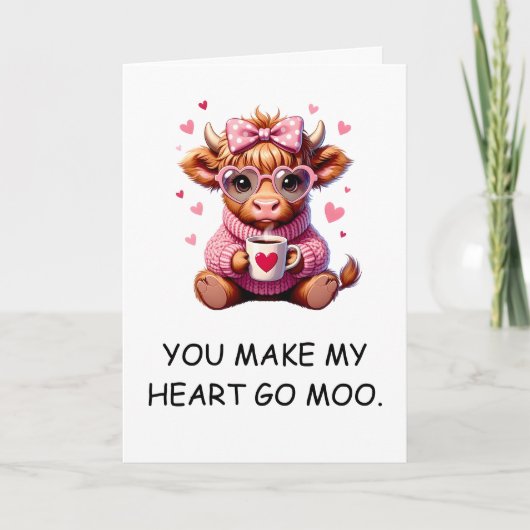 You Make My Heart Go Moo Funny Valentines Day Karte (Vorderseite)