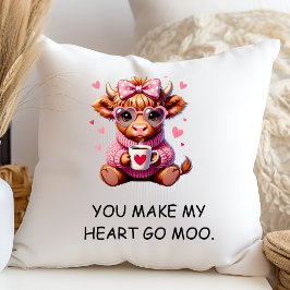 You Make My Heart Go Moo Funny Valentines  Day Kissen