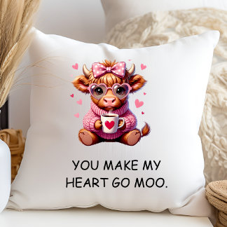 You Make My Heart Go Moo Funny Valentines  Day Kissen