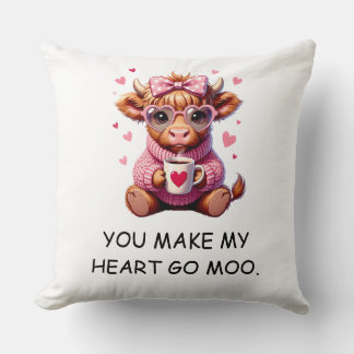 You Make My Heart Go Moo Funny Valentines  Day Kissen