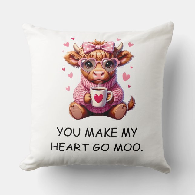 You Make My Heart Go Moo Funny Valentines  Day Kissen (Vorderseite)