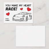 You Make My Heart Race Kids Valentine's Mitteilungskarte (Vorne/Hinten)