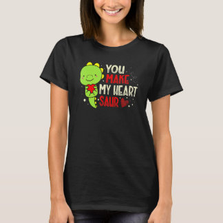 You Make My Heart Saur Dinosaur Lover Valentines D T-Shirt