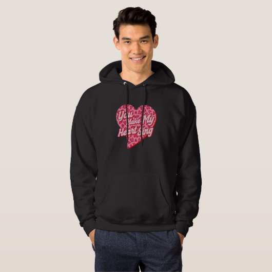 You Make My Heart Sing Western Leopard Valentine's Hoodie (Vorne ganz)