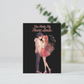 You Make My Heart Smile Anime Couple T-Shirt Postkarte (Stehend Vorderseite)