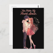 You Make My Heart Smile Anime Couple T-Shirt Postkarte (Vorne/Hinten)