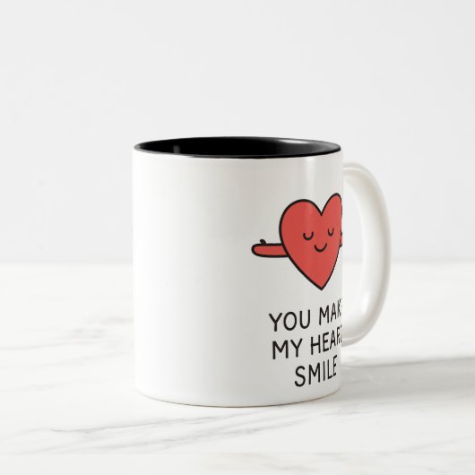 "YOU MAKE MY HEART SMILE" Cute Graphic Mug Zweifarbige Tasse (VorderseiteRechts)