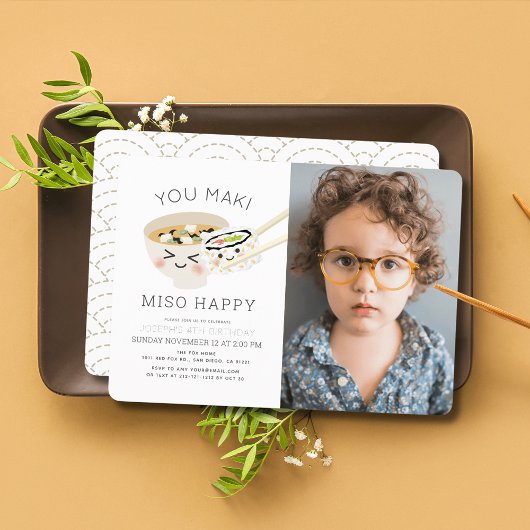 You Maki Miso Happy Soup Sushi Roll Foto Geburtsta Einladung