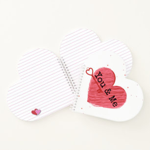 You & Me Chic Red Heart and Key Valentinstag Notizblock