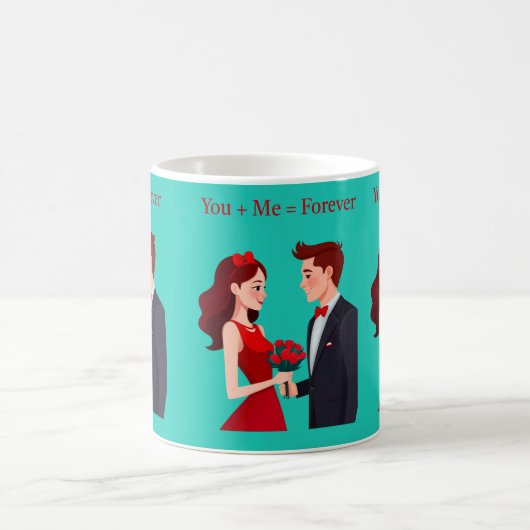 You + Me = Forever Romantic Couple Mug Kaffeetasse (Mittel)