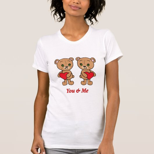 You & Me - Niedlicher Babybär mit Herzen T-Shirt (Vorderseite)