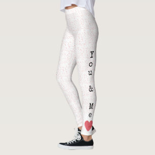 You & Me Romance White Red Heart Valentinstag Leggings