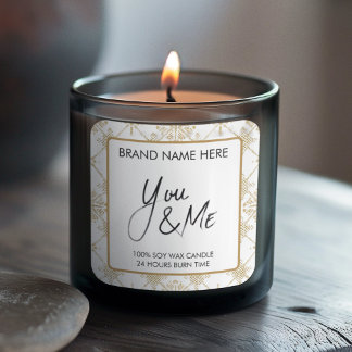 You & Me Valentine's Day Candle Label Quadratischer Aufkleber