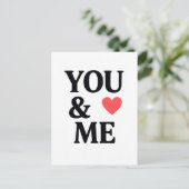 YOU & ME with Heart Minimal Valentine’s Day Typogr Postkarte (Stehend Vorderseite)