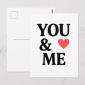 YOU & ME with Heart Minimal Valentine’s Day Typogr Postkarte (Vorne/Hinten)