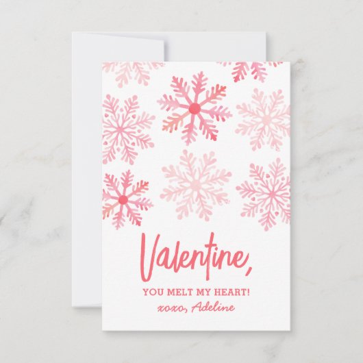 You Melt My Heart Snowflake Kids Valentines Day Mitteilungskarte (Vorderseite)