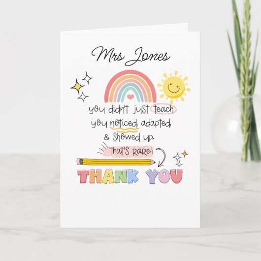 You Noticed Teacher Thank You SENCO SEN teacher Karte (Vorderseite)