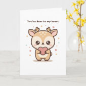 You’re Deer to My Heart Cute Puchi Dōshi Deer Karte (Gelbe Blume)
