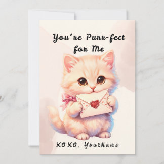You’re Purr-fect for Me Cat Valentine Flat Card Feiertagskarte