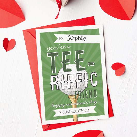 You’re Tee-rific Golf Valentine Classroom Card Einladung