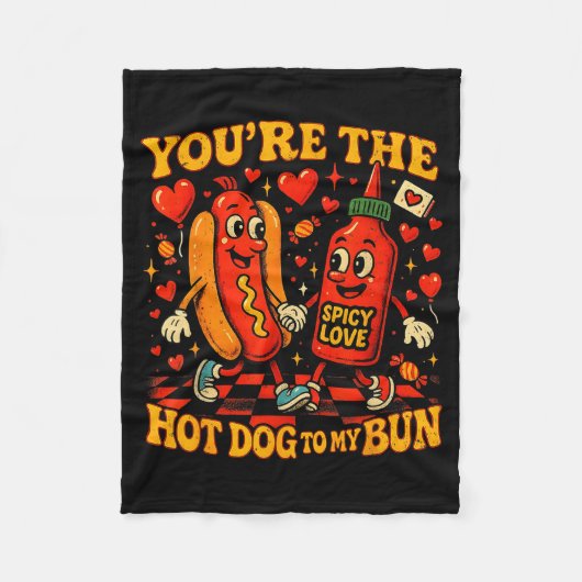 You’re The Hot Dog To My Bun Funny Valentine Coupl Fleecedecke (Vorderseite)