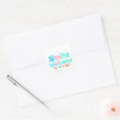 You’re Welcome Glossy Pastel Ocean Text Quadratischer Aufkleber (Umschlag)