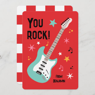 You rock guitar classroom valentine's day card feiertagskarte