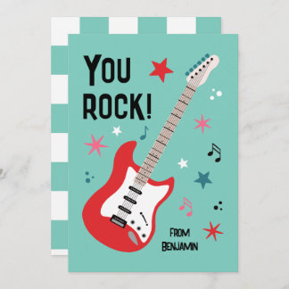 You rock guitar classroom valentine's day card feiertagskarte