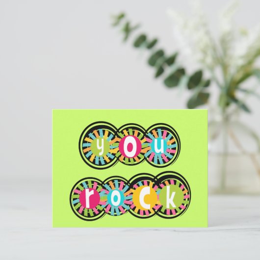 You Rock Postkarte (Stehend Vorderseite)