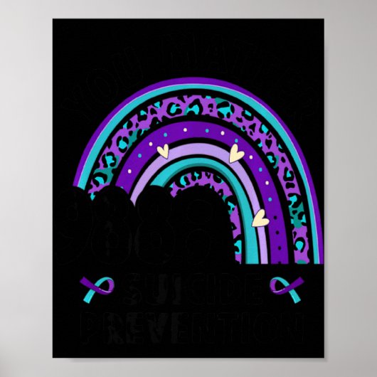 You Semi Colon 988 Suicide Prevention Aware Poster (Vorne)