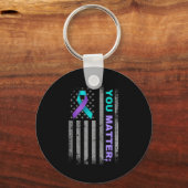 You Suicide Prevention Awareness American Flag Rib Schlüsselanhänger (Vorderseite)