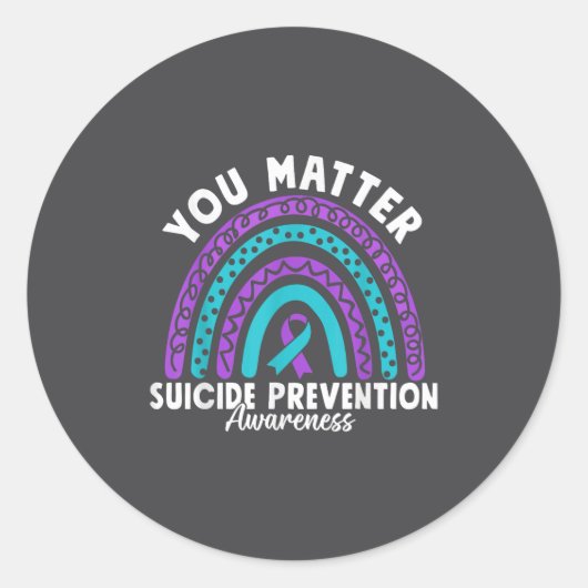 You Suicide Prevention Awareness Teal &amp; Purple Runder Aufkleber (Vorderseite)