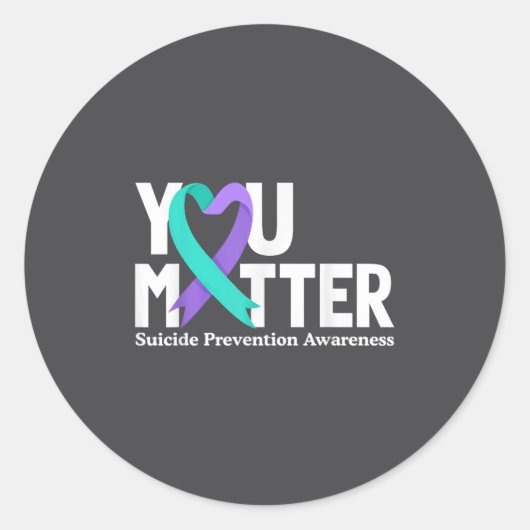You Suicide Prevention Awareness Teal & Purple Runder Aufkleber (Vorderseite)