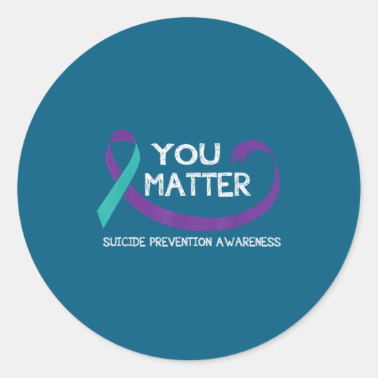 You Suicide Prevention Awareness Teal Purple Hand Runder Aufkleber (Vorderseite)