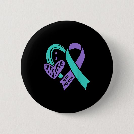 You Suicide Prevention Awareness Teal Purple Heart Button (Vorderseite)