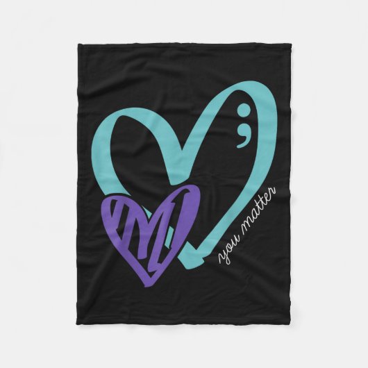 You Suicide Prevention Awareness Teal Purple Heart Fleecedecke (Vorderseite)