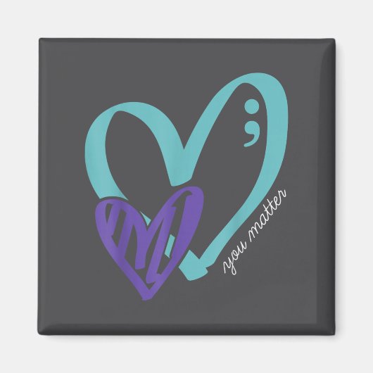 You Suicide Prevention Awareness Teal Purple Heart Magnet (Vorne)