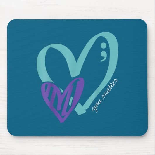 You Suicide Prevention Awareness Teal Purple Heart Mousepad (Vorne)