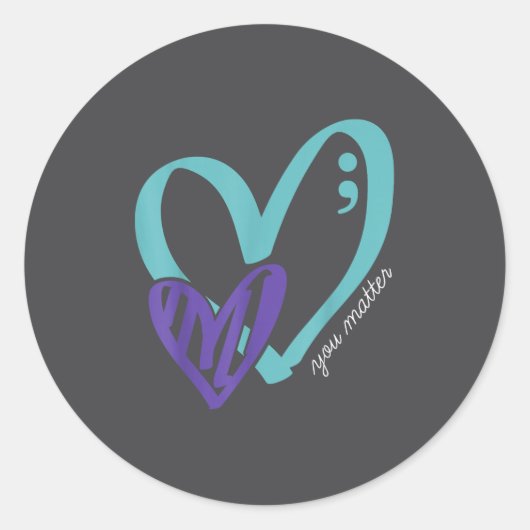 You Suicide Prevention Awareness Teal Purple Heart Runder Aufkleber (Vorderseite)