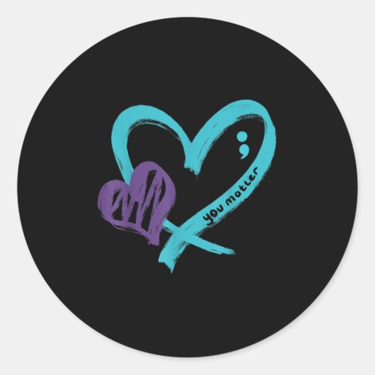 You Suicide Prevention Awareness Teal Purple Heart Runder Aufkleber (Vorderseite)