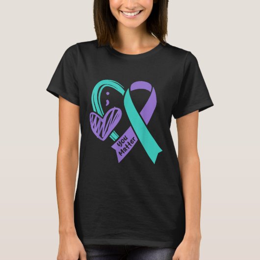 You Suicide Prevention Awareness Teal Purple Heart T-Shirt (Vorderseite)