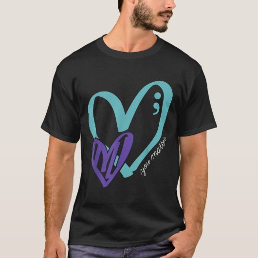 You Suicide Prevention Awareness Teal Purple Heart T-Shirt (Vorderseite)