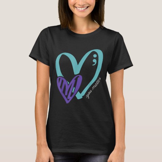 You Suicide Prevention Awareness Teal Purple Heart T-Shirt (Vorderseite)