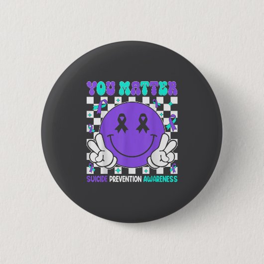 You Suicide Prevention Awareness Teal Purple Ribbo Button (Vorderseite)