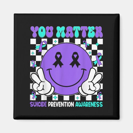 You Suicide Prevention Awareness Teal Purple Ribbo Magnet (Vorne)