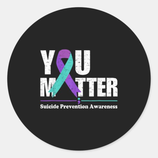 You Suicide Prevention Awareness Teal Purple Ribbo Runder Aufkleber (Vorderseite)