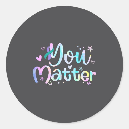 You Suicide Prevention Awareness Teal Purple Ribbo Runder Aufkleber (Vorderseite)