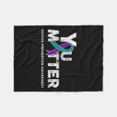 You Suicide Prevention Month Gift Teal Purple Ribb Fleecedecke (Vorderseite (Horizontal))