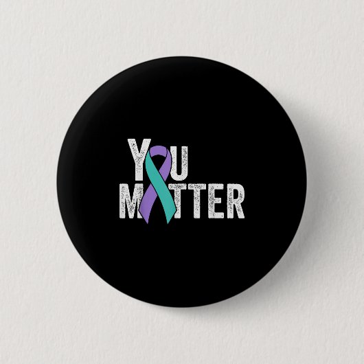 You Suicide Prevention Teal Purple Awareness Ribbo Button (Vorderseite)